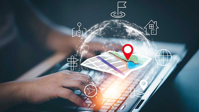 Pesquisa no Google maps no portátil